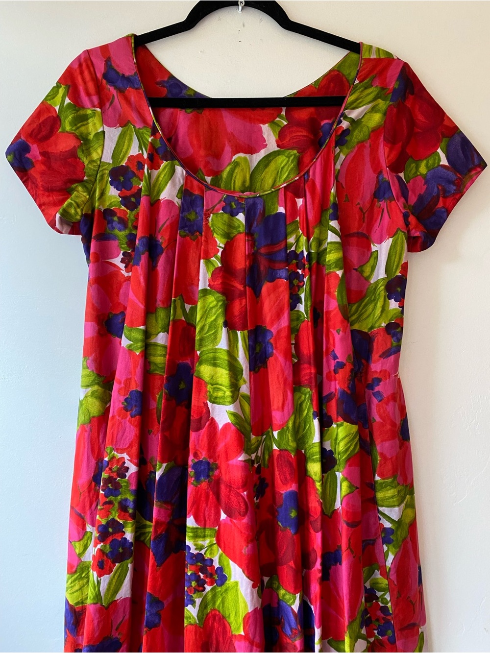 Vintage 1960s Alice Polynesian Fashions Hawaiian Floral Muumuu Maxi Dress Medium - Picture 3 of 8